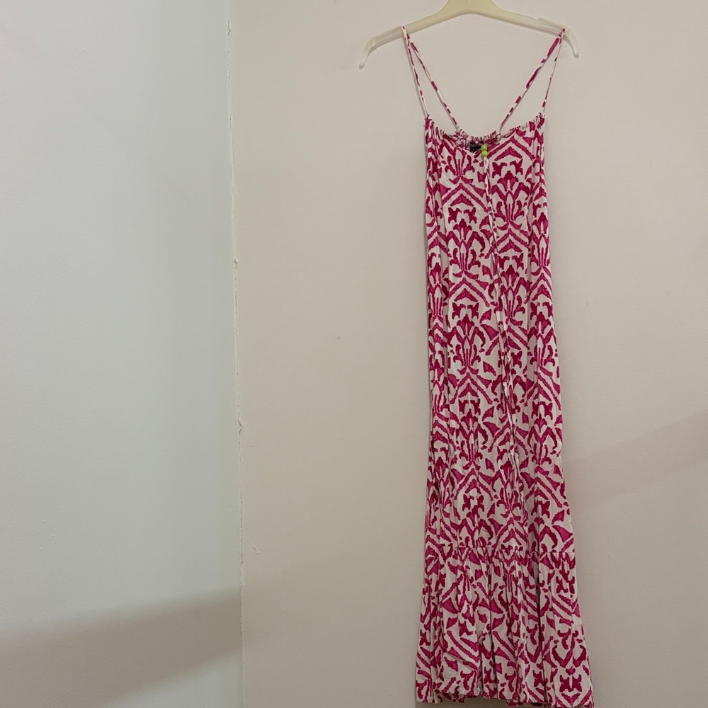 Pink and White Patterned Maxi Dress